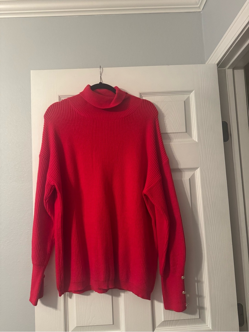 Vine & Love Bright Red Ribbed Turtleneck Sweater